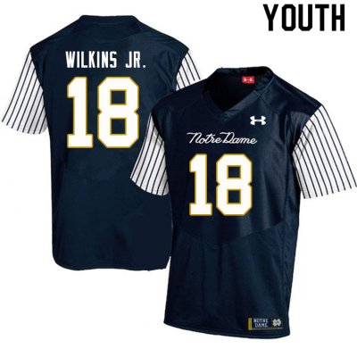 Notre Dame Fighting Irish Youth Joe Wilkins Jr. #18 White Under Armour Authentic Stitched College NCAA Football Jersey LGO3699DM